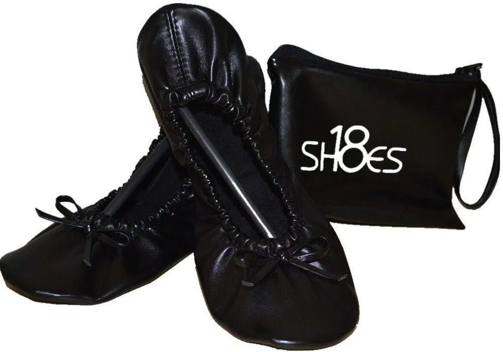 Shoes 18 Women's Foldable Portable Travel Ballet Flat Shoes w/Matching Carrying Case