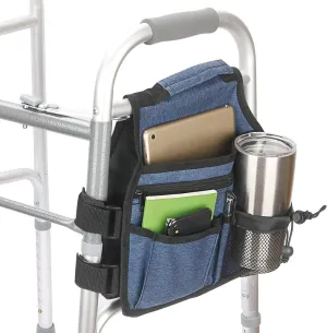 Side Walker Bags,Walker Organizer Pounch for Rollator and Folding Walkers,Walker Side Accessories for Elderly, Seniors, Handicap, Disabled (Double Sided) (Blue)