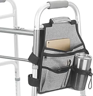 Side Walker Bags,Walker Organizer Pounch for Rollator and Folding Walkers,Walker Side Accessories for Elderly, Seniors, Handicap, Disabled (Double Sided) (Grey)