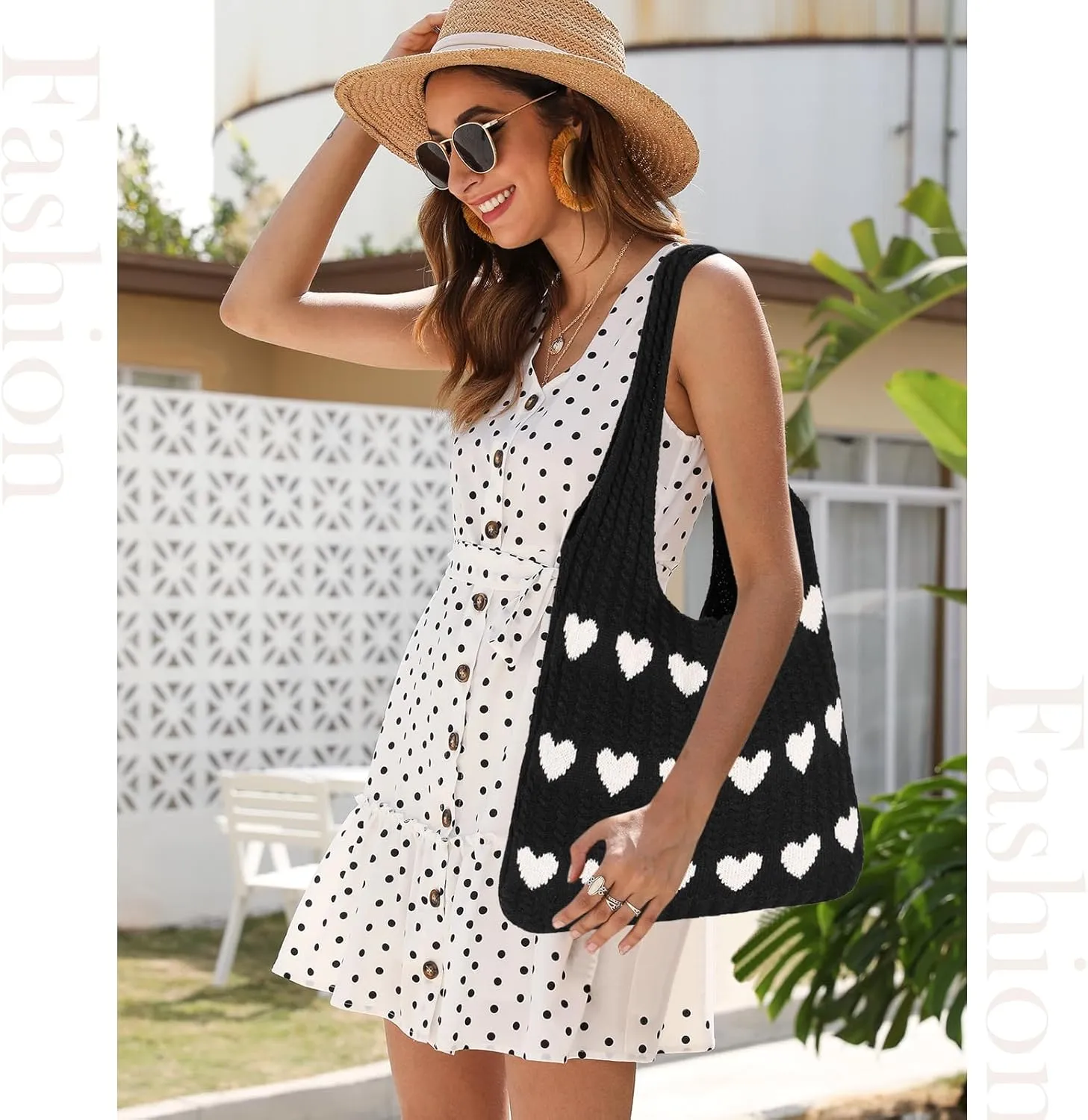 Sightor Crochet Tote Bag, Mesh Beach Bag Knit Summer Hobo Bag Vacation Boho Tote Bag for Women