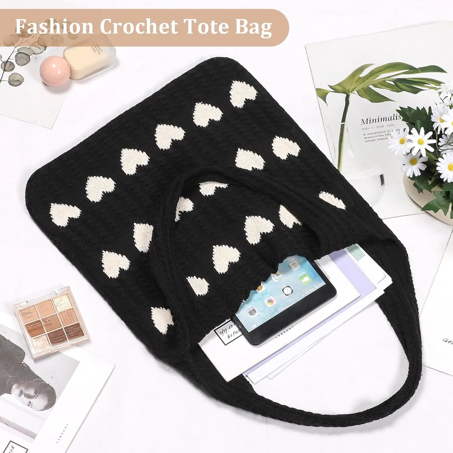 Sightor Crochet Tote Bag, Mesh Beach Bag Knit Summer Hobo Bag Vacation Boho Tote Bag for Women
