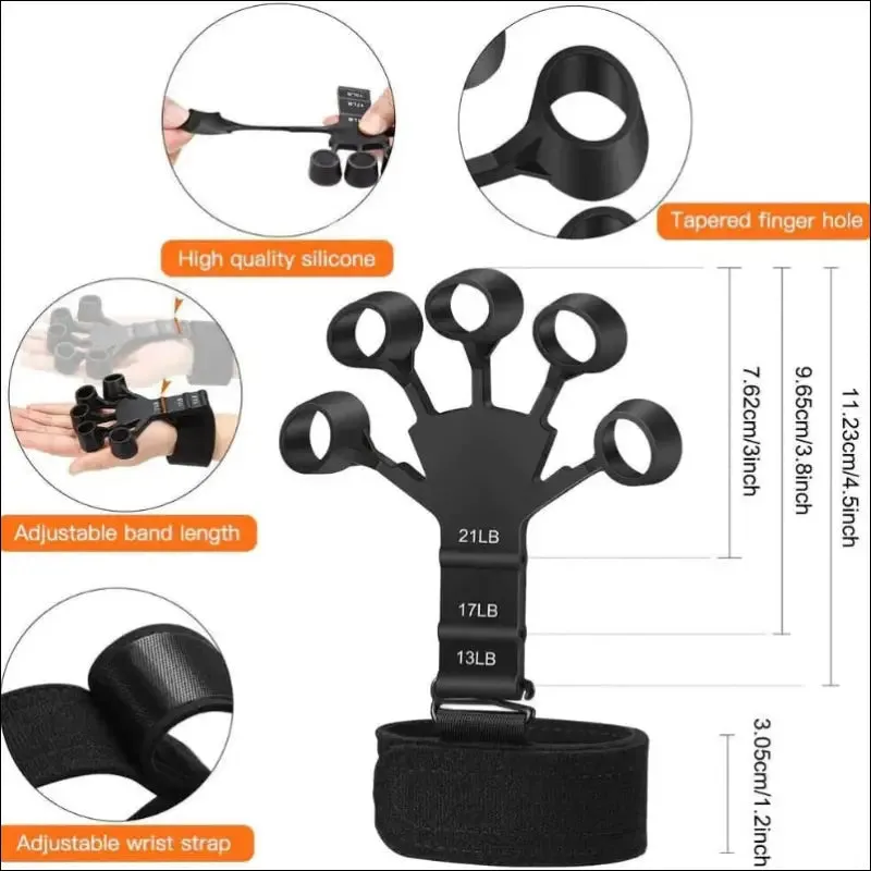 Silicone gripster grip strengthener finger stretcher hand trainer - improve hand strength and grip