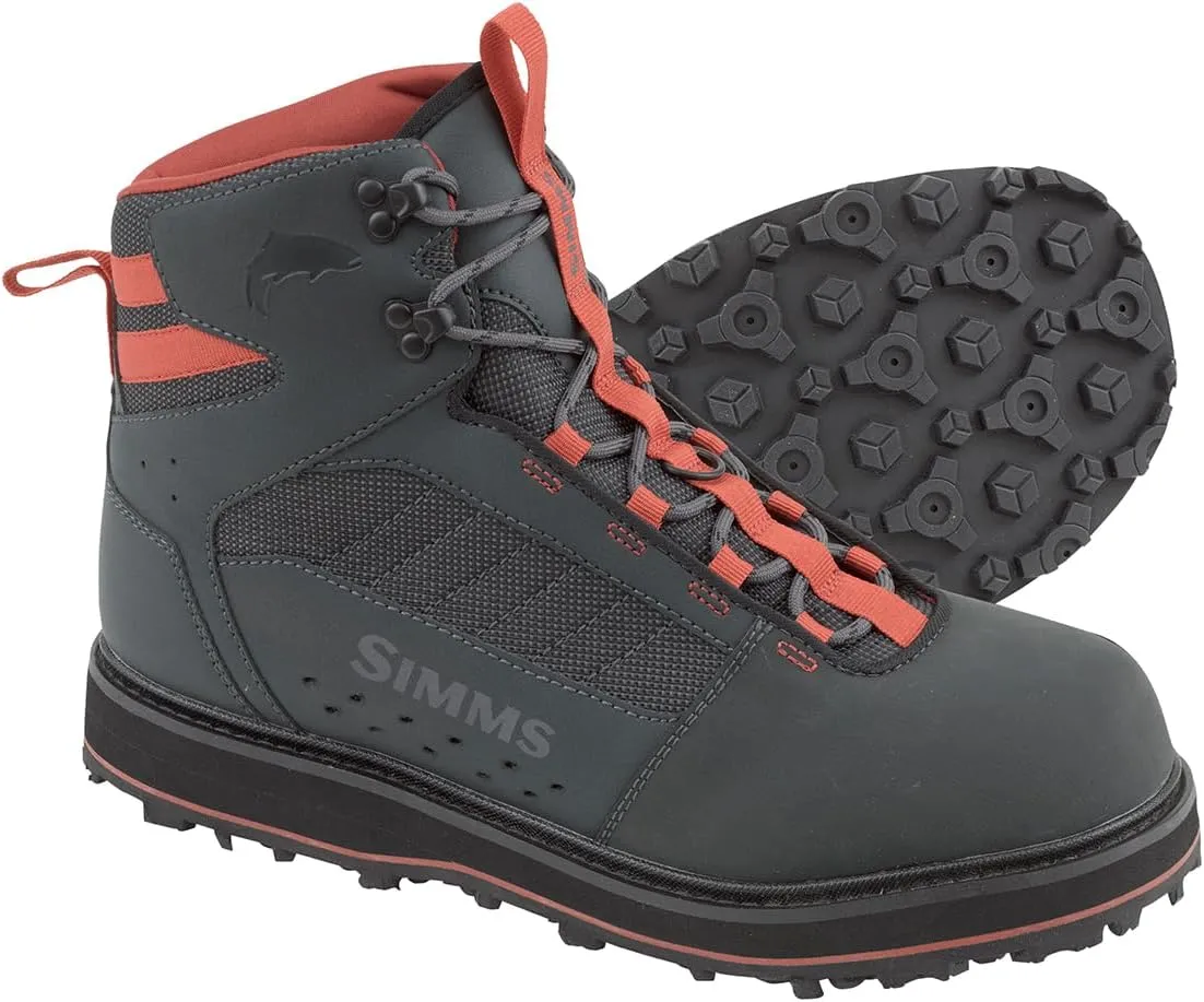 Simms Tributary Rubber Sole Wading Boots for Men and Women - Rugged Fishing Shoes with Ankle Support and Traction Control