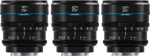 SIRUI Night Walker S35 Manual Focus Cine Lens Set, 24mm, 35mm, 55mm, T1.2 Large Aperture Lensfor E Mount Cameras, FX30, ZVE-10, A6500, A6600 (MS-3SEB, Black)