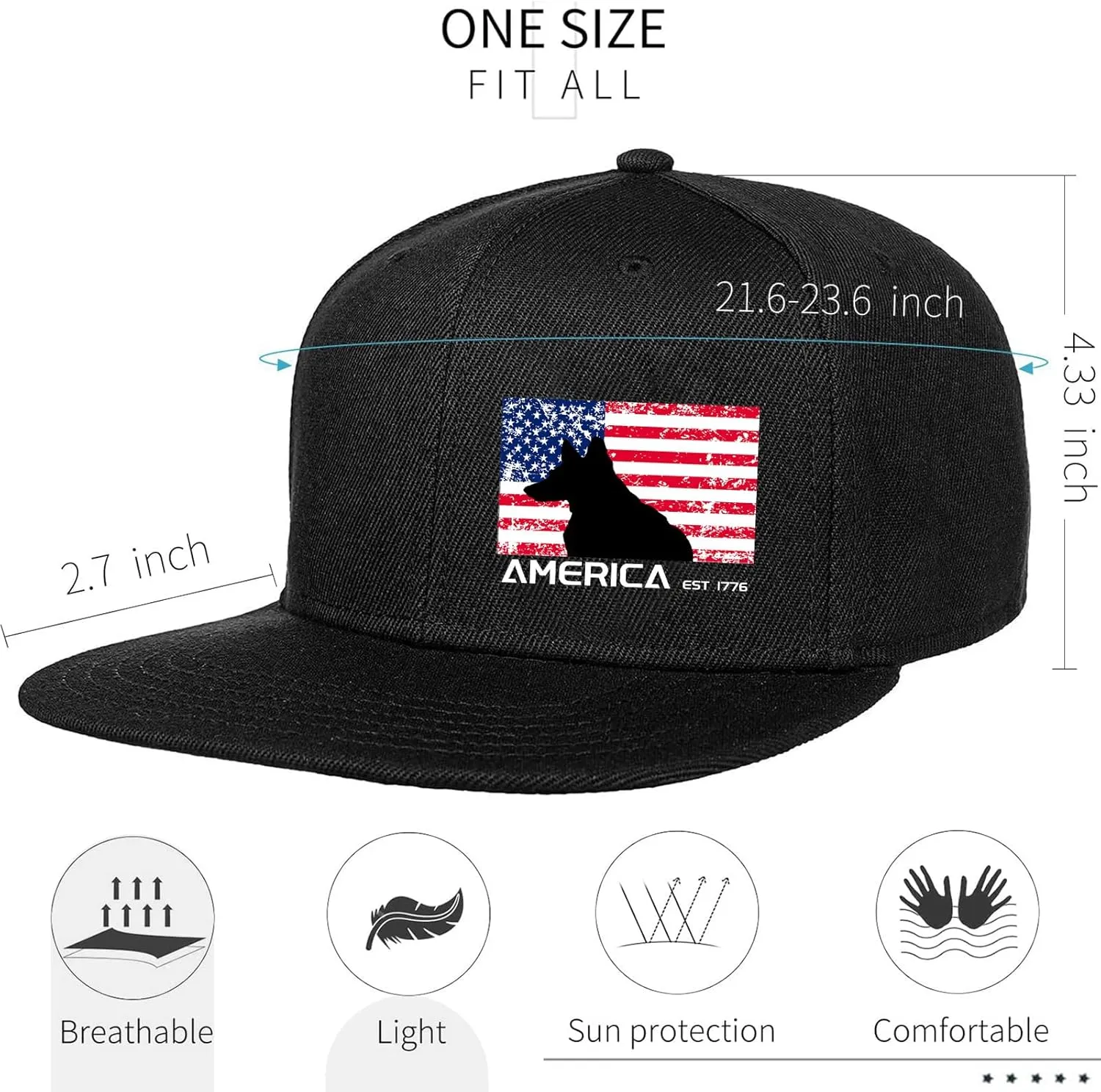 Skull Hat Snapback Hats for Men Flat Bill Hats for Men Fitted Hat Adjustable Black Baseball Hats