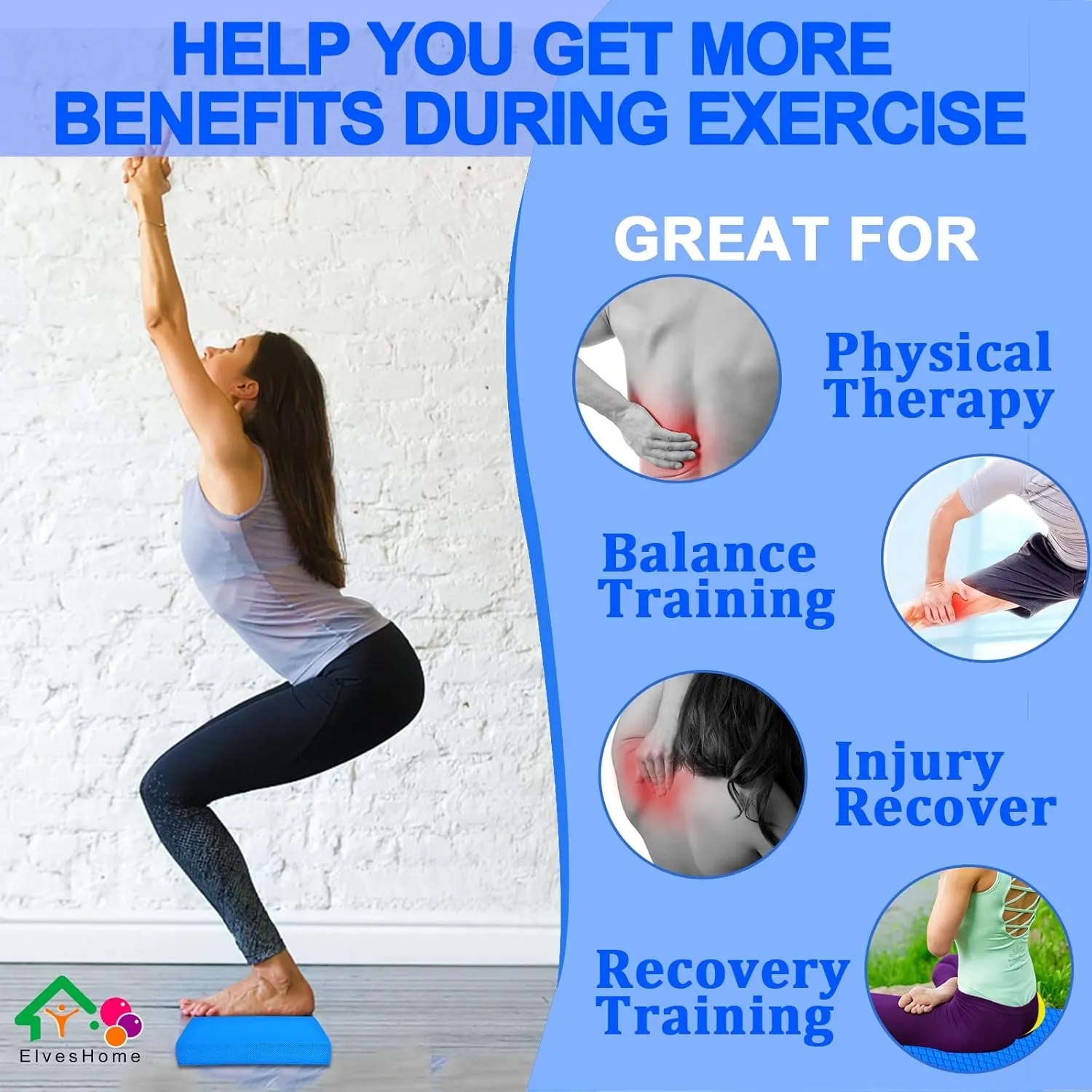Small Balance Board, Exercise Balance Pad, Yoga Mat Thick, Non-Slip Foam Pad, Yoga Mats for Balance Exercise Stability Workout, Knee Pads Trainer for Physical Therapy Strength Training Ankle Exercises