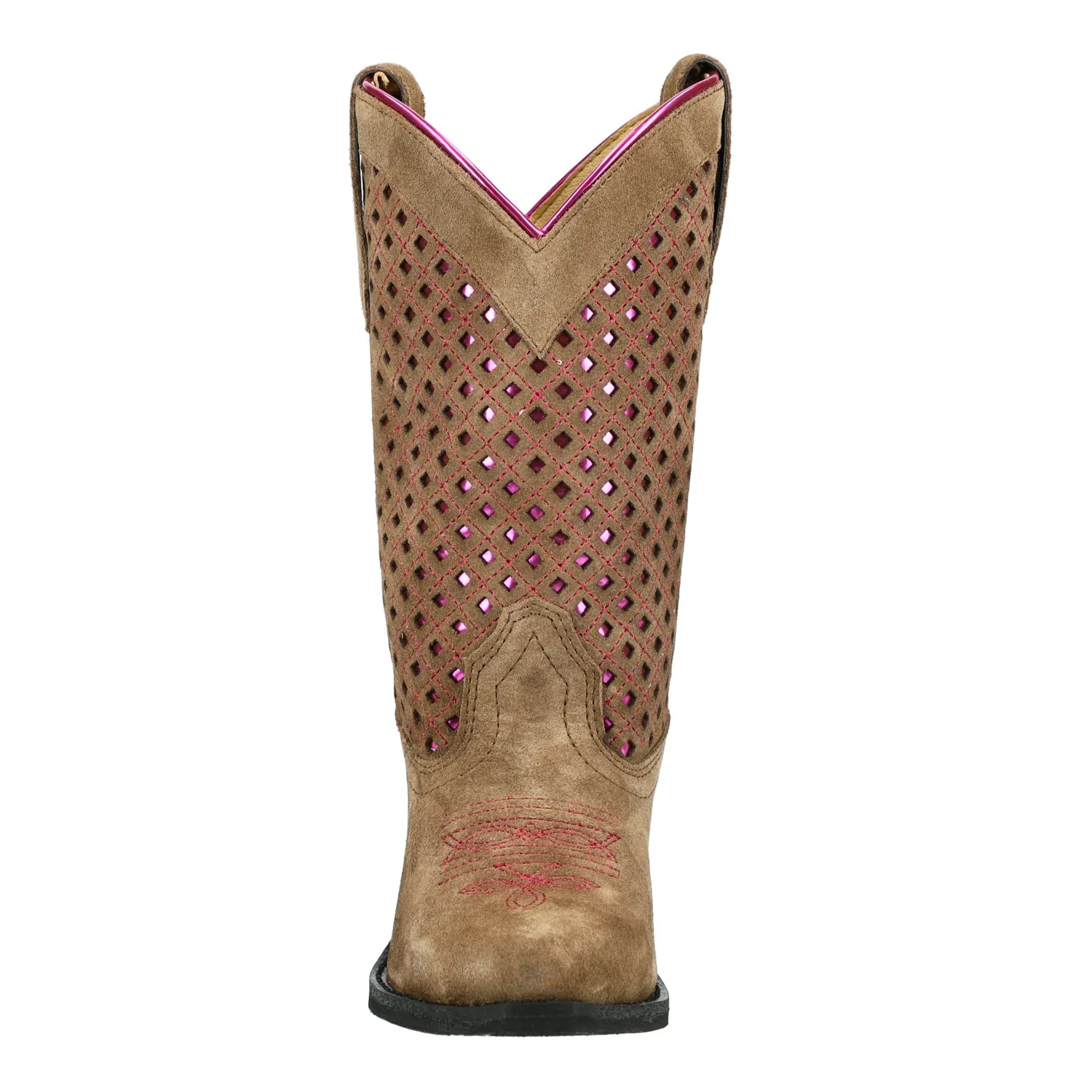Smoky Mountain Boots Kids Girls Magnolia Brown/Pink Leather Cowboy Boots