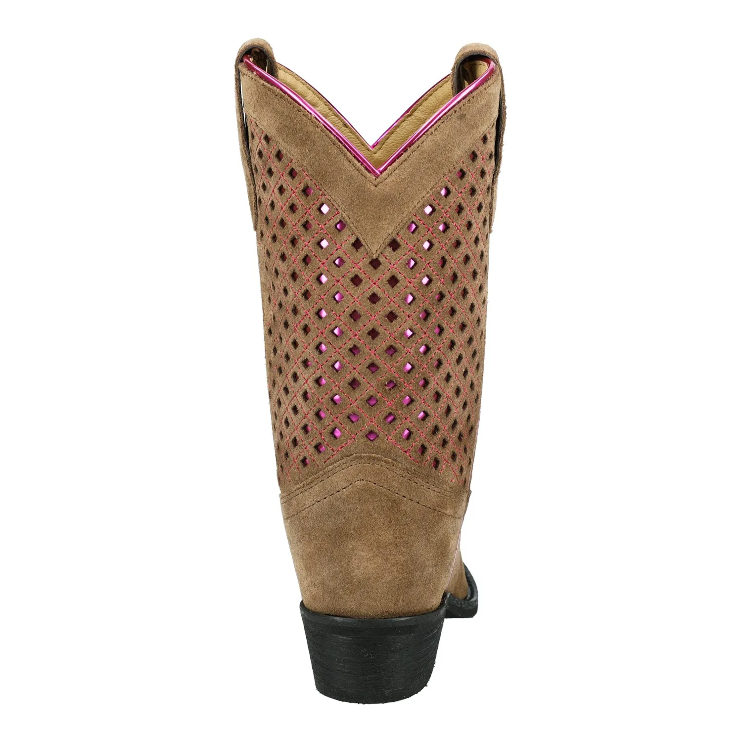 Smoky Mountain Boots Kids Girls Magnolia Brown/Pink Leather Cowboy Boots