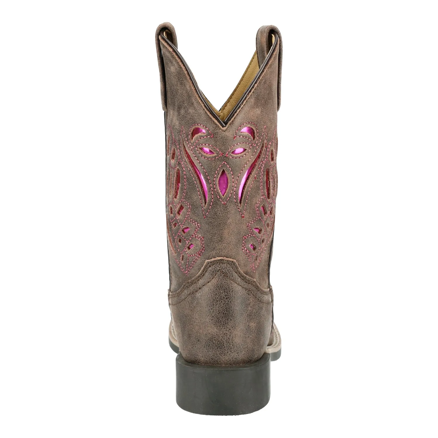Smoky Mountain Boots Kids Girls Trixie Brown Distress Leather Cowboy Boots