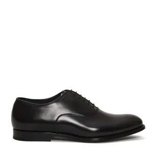 Smooth Black Leather Lace-Up Oxford Shoes