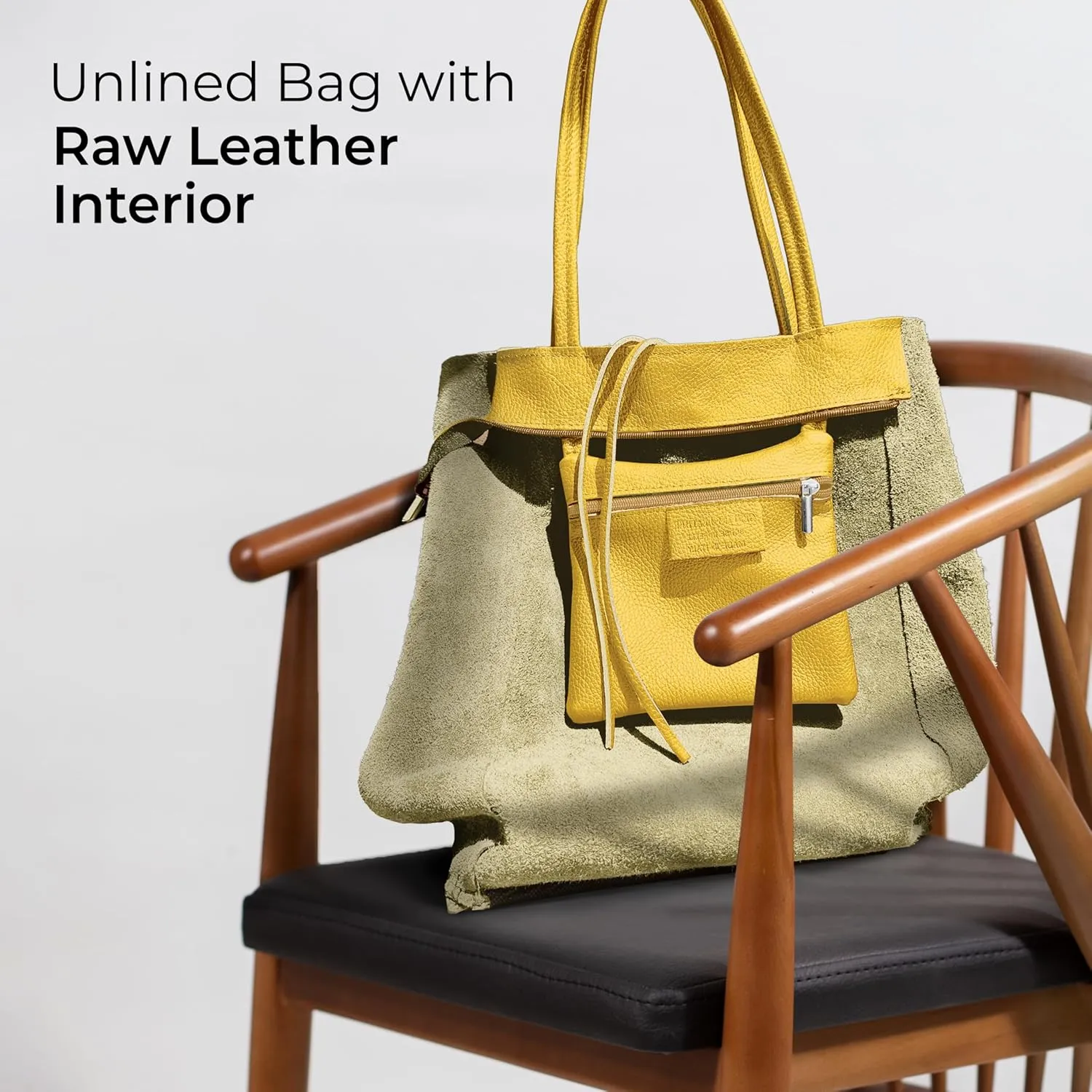 Soft Italian Genuine Calf Leather Tote Bag | Unstructured Unlined Shopper with Zipper, Inside Pocket & Flat Base