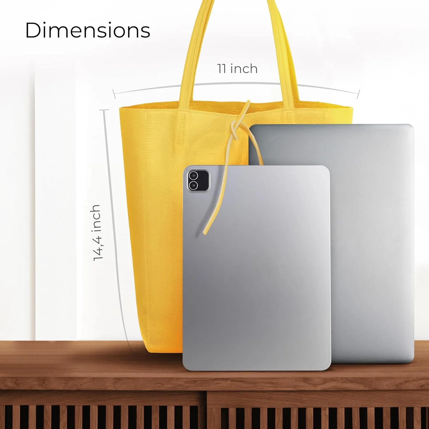 Soft Italian Genuine Calf Leather Tote Bag | Unstructured Unlined Shopper with Zipper, Inside Pocket & Flat Base