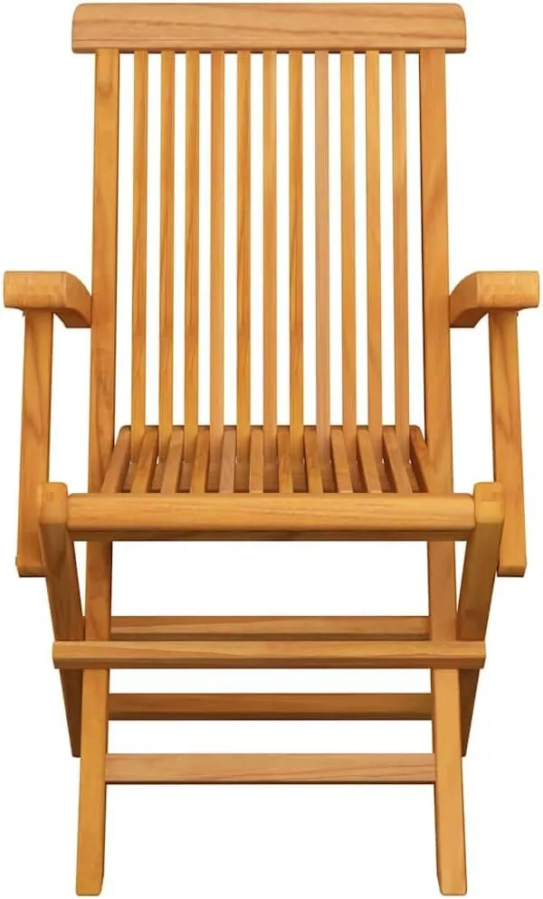 Solid Teak Wood Patio Chairs with Gray Cushions 2-Piece Set, Foldable Outdoor Furniture for Garden Terrace Poolside, Lightweight Wooden Lounge Chairs with Weather-Resistant Design