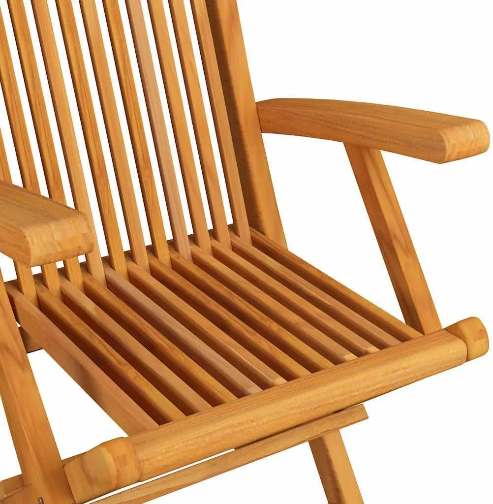 Solid Teak Wood Patio Chairs with Gray Cushions 2-Piece Set, Foldable Outdoor Furniture for Garden Terrace Poolside, Lightweight Wooden Lounge Chairs with Weather-Resistant Design