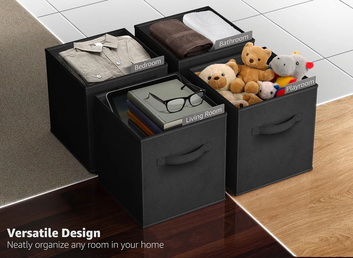 Sorbus Fabric Storage Cubes - 6 Foldable Storage Bins for Organizing Pantry, Cubbies, Toy Box - Clothes Storage & Closet Organizer - 13 Inch Collapsible Cube Baskets for Shelves with Handle