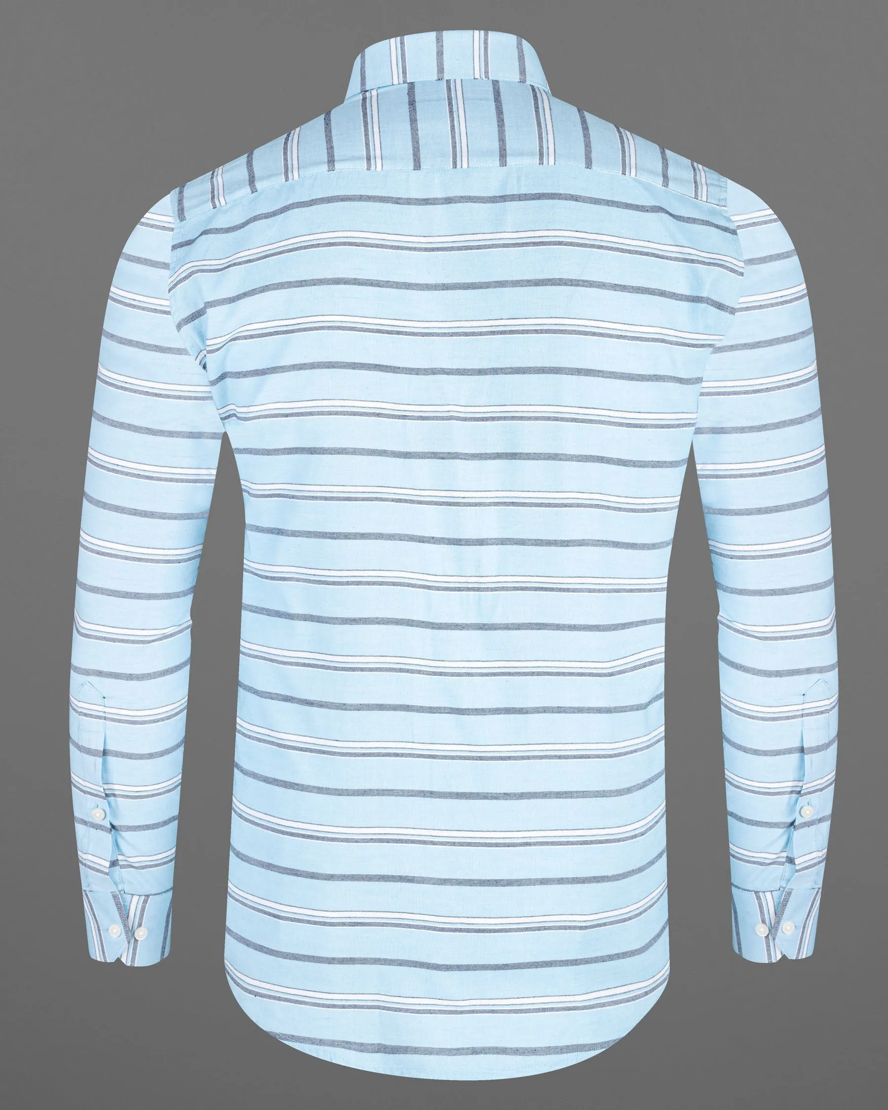 Spindle Blue Horizontal Double Striped Royal Oxford Shirt