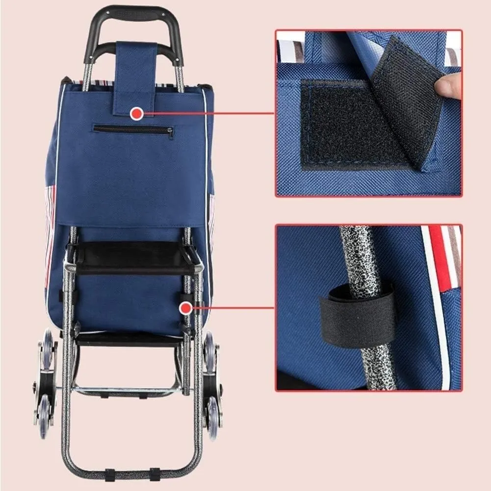 Sport Grocery Cart, Shopping Cart Portable Shopping Cart with Seat for Rest Climbing Stair Trolley Trolley Lightweight Stair Climber Trolley Cart, 95*39cm