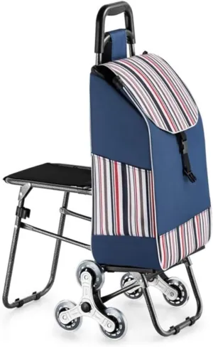 Sport Grocery Cart, Shopping Cart Portable Shopping Cart with Seat for Rest Climbing Stair Trolley Trolley Lightweight Stair Climber Trolley Cart, 95*39cm