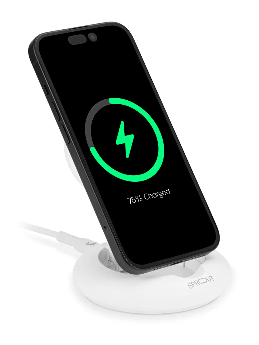 Sprout Qi2 Foldable Wireless Charger – Fast MagSafe Charging Stand for iPhone & Devices - (AU Version)