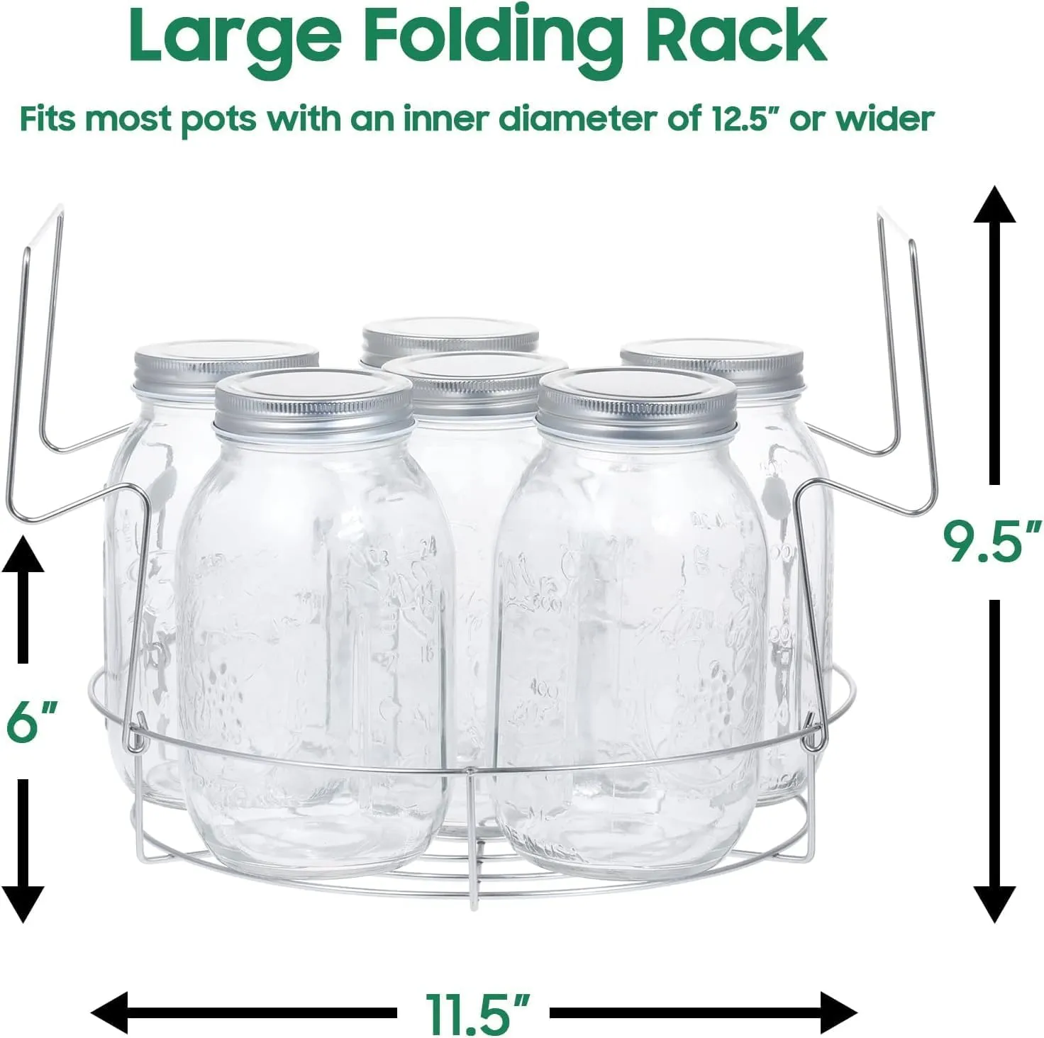 Stainless Steel Canning Pot with Rack and Lid, Large Water Bath Canner, Full Home Canning Supplies Starter Kit, Compatible with Induction and Glass Top Stoves (Green)