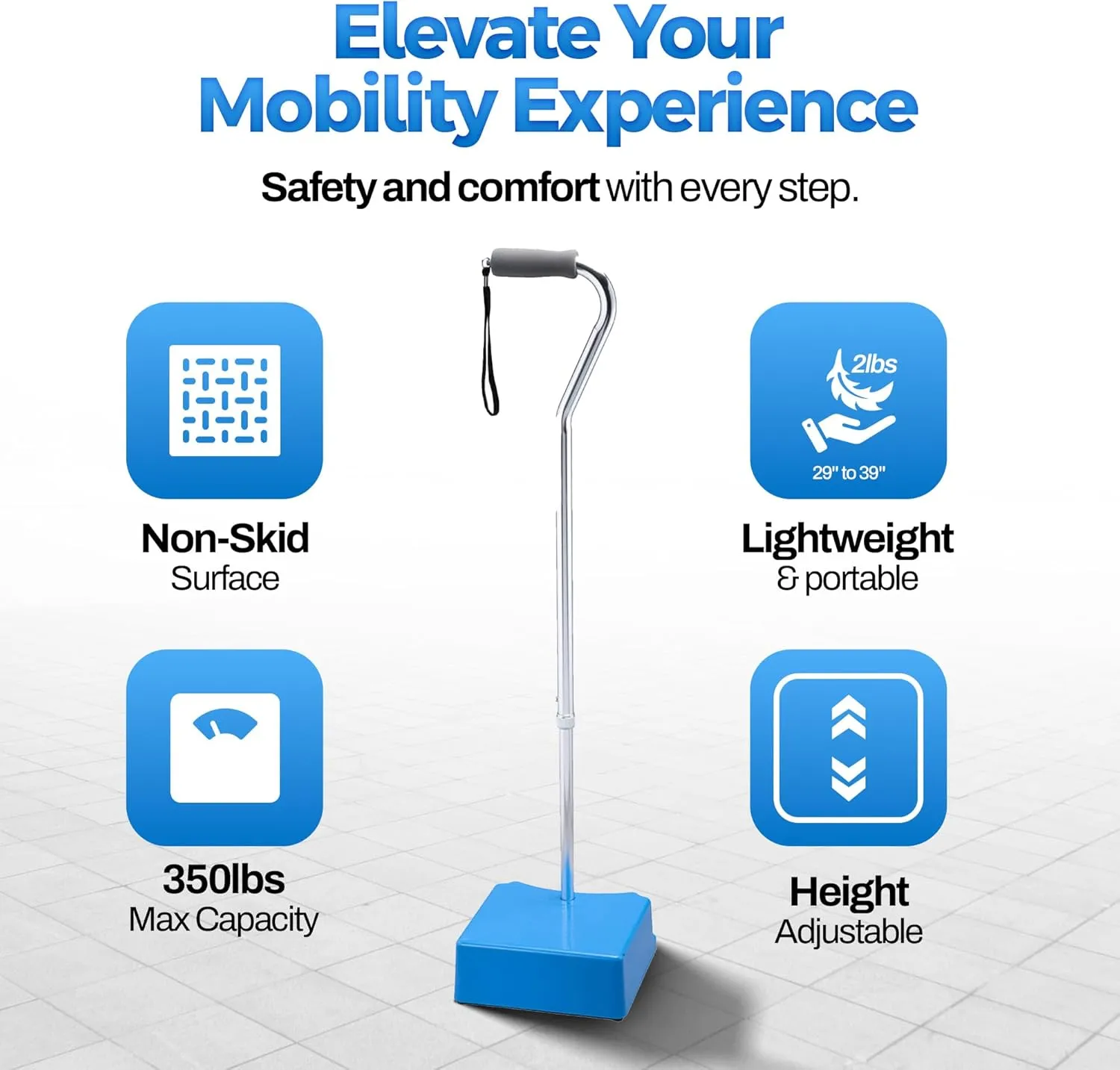 Stair Climbing Assist Cane – Stair Lift for Seniors, Mobile Stairlift, Half Step for Seniors, Portable Stair Lift for Elderly (Aluminum)