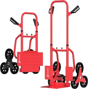 Stair Climbing Hand Truck 440lb，Heavy Duty Dolly Cart for Stairs，Thickened Upgraded Steel Tube Folding Stair Climbing Trolley with Six Wheels and Telescoping Handle
