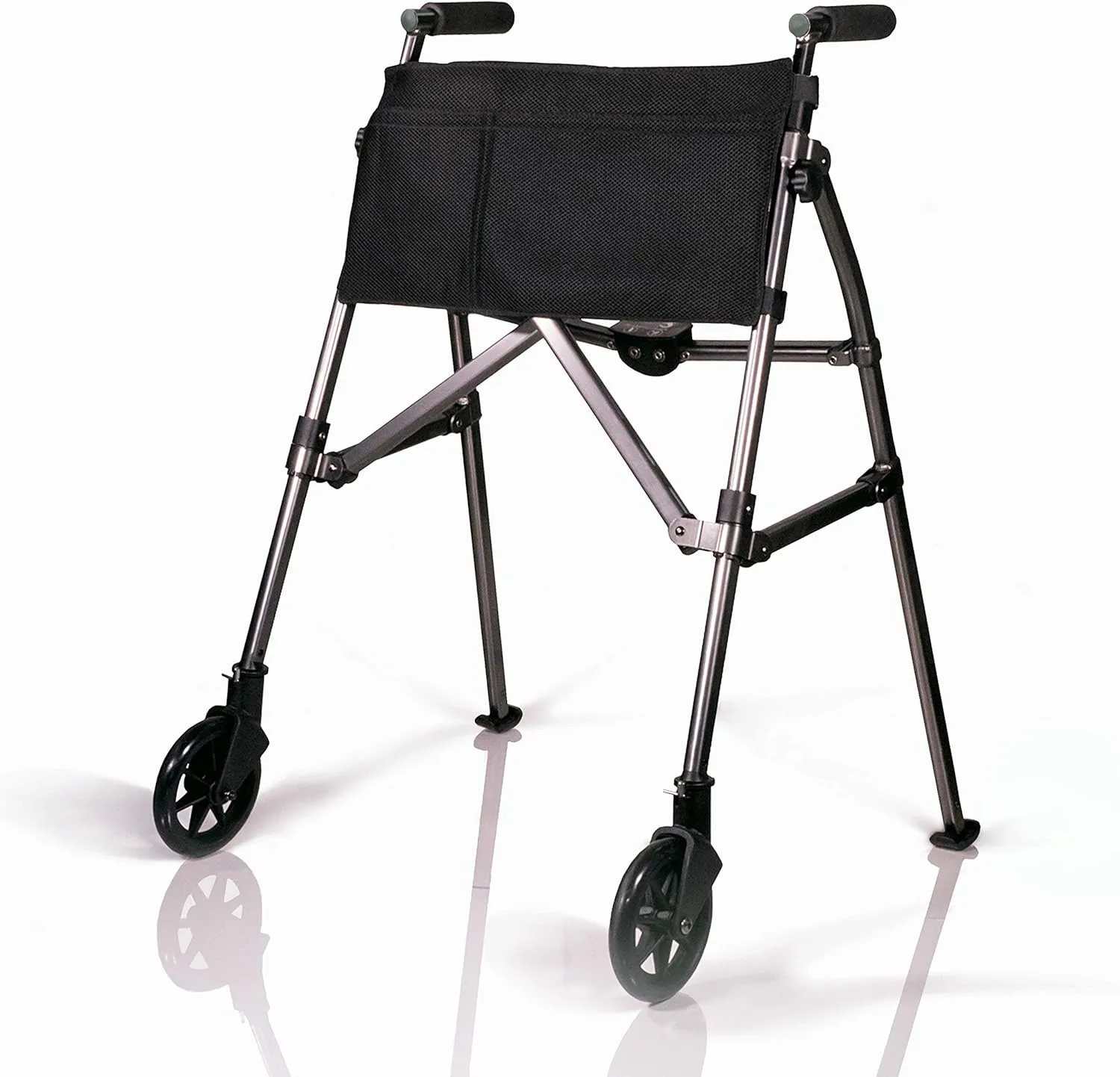 Stander Ez Fold N' Go Height Adjustable Lightweight Travel Walker, Black Walnut, 7.5 Pound