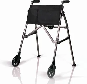 Stander Ez Fold N' Go Height Adjustable Lightweight Travel Walker, Black Walnut, 7.5 Pound