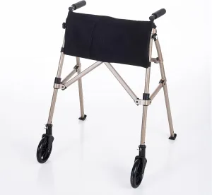 Stander Wonder Walker Plus, Lightweight Folding Rolling-Walker for Adults, Seniors, Elderly, Collapsable Travel EZ Fold-N-Go-Walker with Wheels, Glides, & Pouch, Compact Standard-Walker, Desert Sand