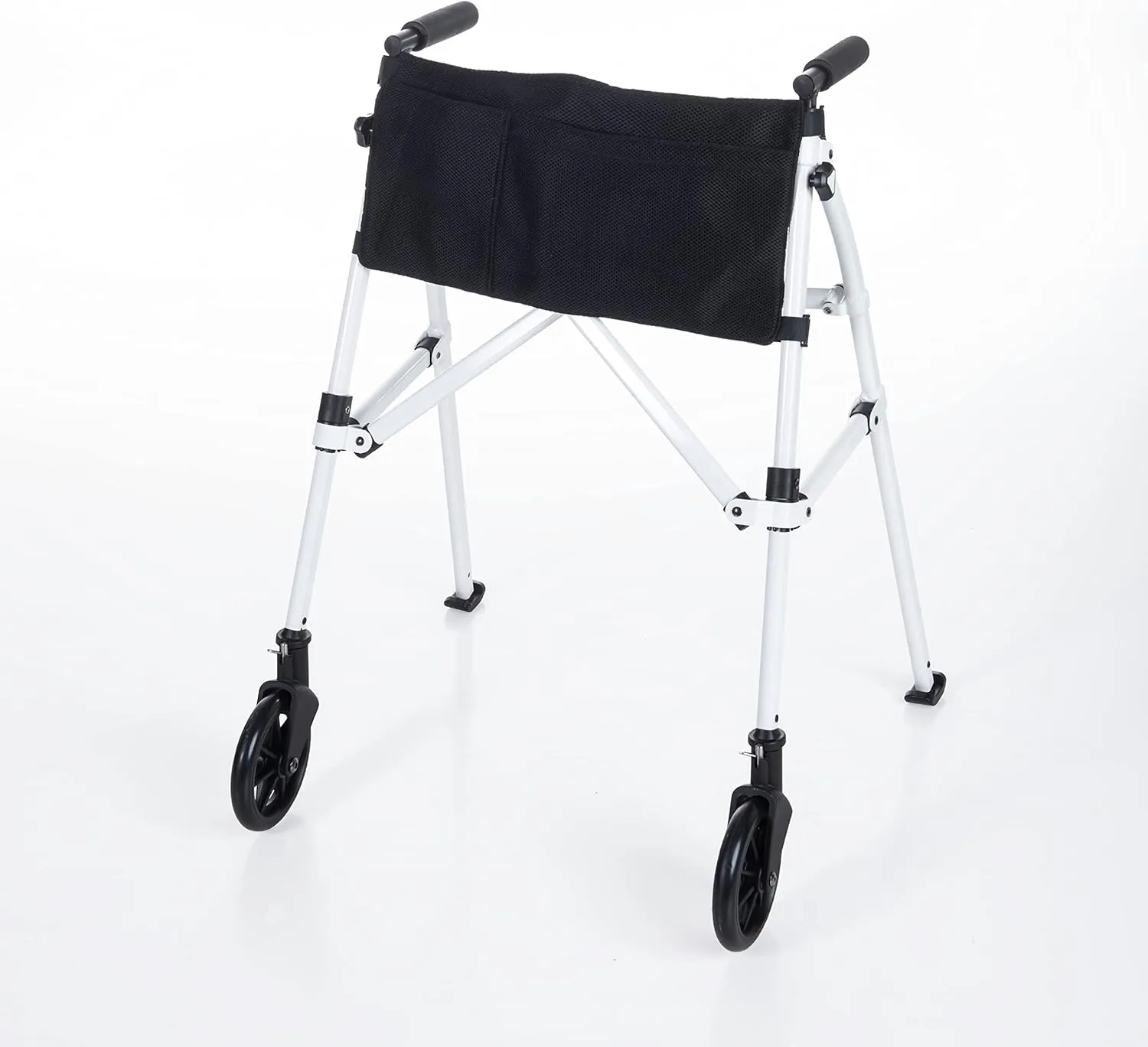 Stander Wonder Walker Plus, Lightweight Folding Rolling Walker for Adults, Seniors, Elderly, Collapsable Travel EZ Fold-N-Go Walker with Wheels, Glides, & Pouch, Compact Standard Walker, Vivid White