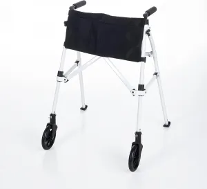 Stander Wonder Walker Plus, Lightweight Folding Rolling Walker for Adults, Seniors, Elderly, Collapsable Travel EZ Fold-N-Go Walker with Wheels, Glides, & Pouch, Compact Standard Walker, Vivid White