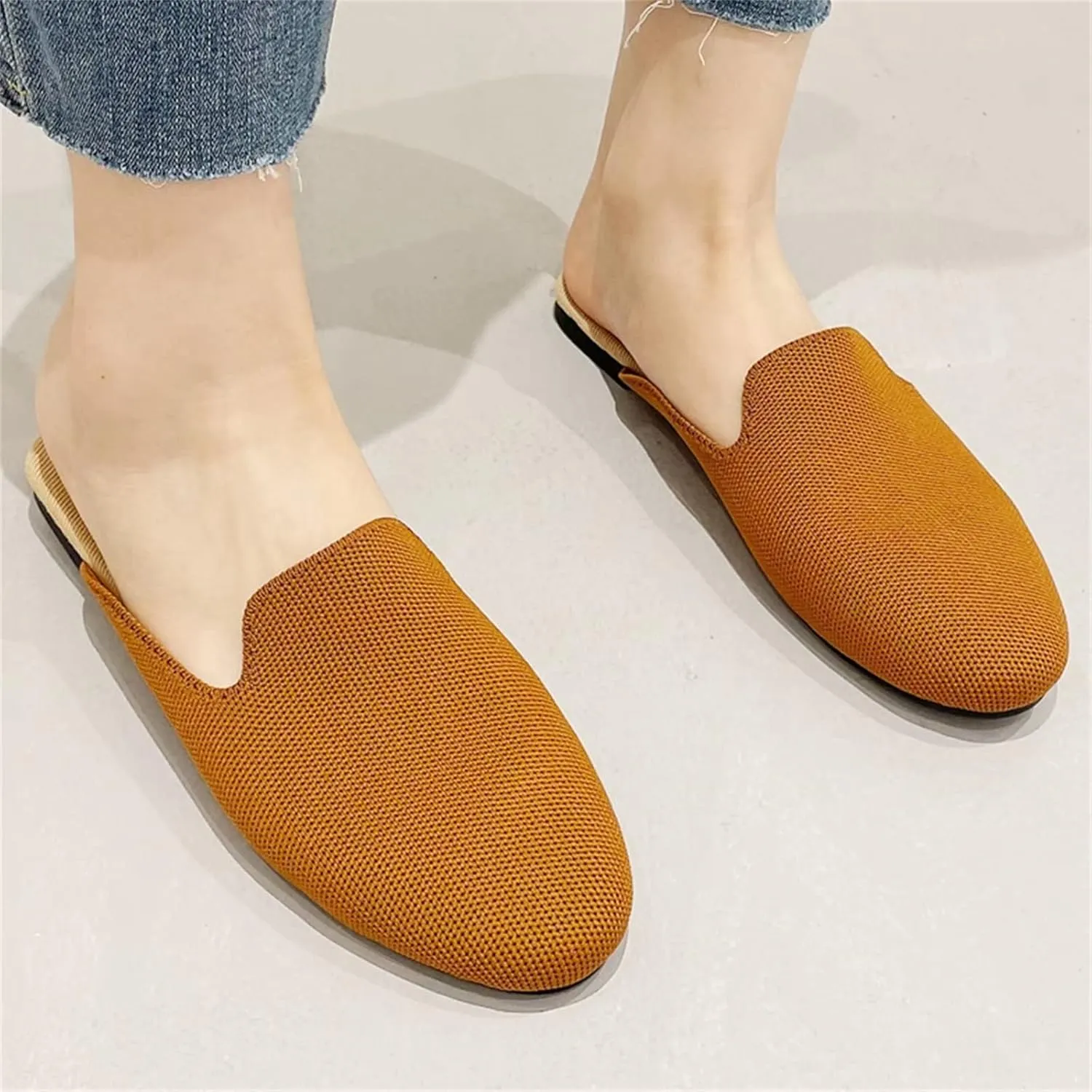 Stunner Women's Mules Shoes Breathable Kintted Round Toe Backless Slides Mules Shoes