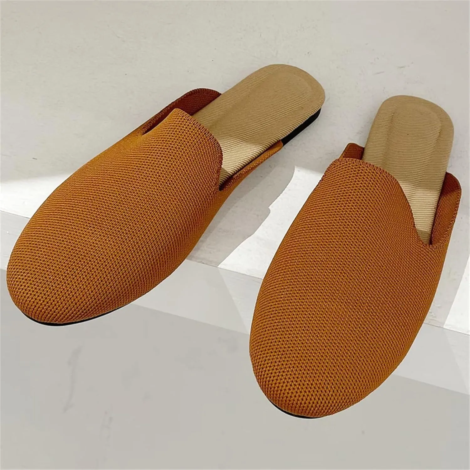 Stunner Women's Mules Shoes Breathable Kintted Round Toe Backless Slides Mules Shoes