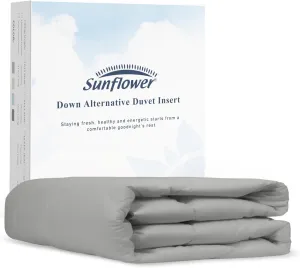 sunflower Twin Comforter Silver Gray Lightweight Down Alternative Filling Cotton Shell Bedding Twin XL Comforter Blanket for Dorm Hot Sleepers with Corner Tabs Soft Breathable Machine Washable
