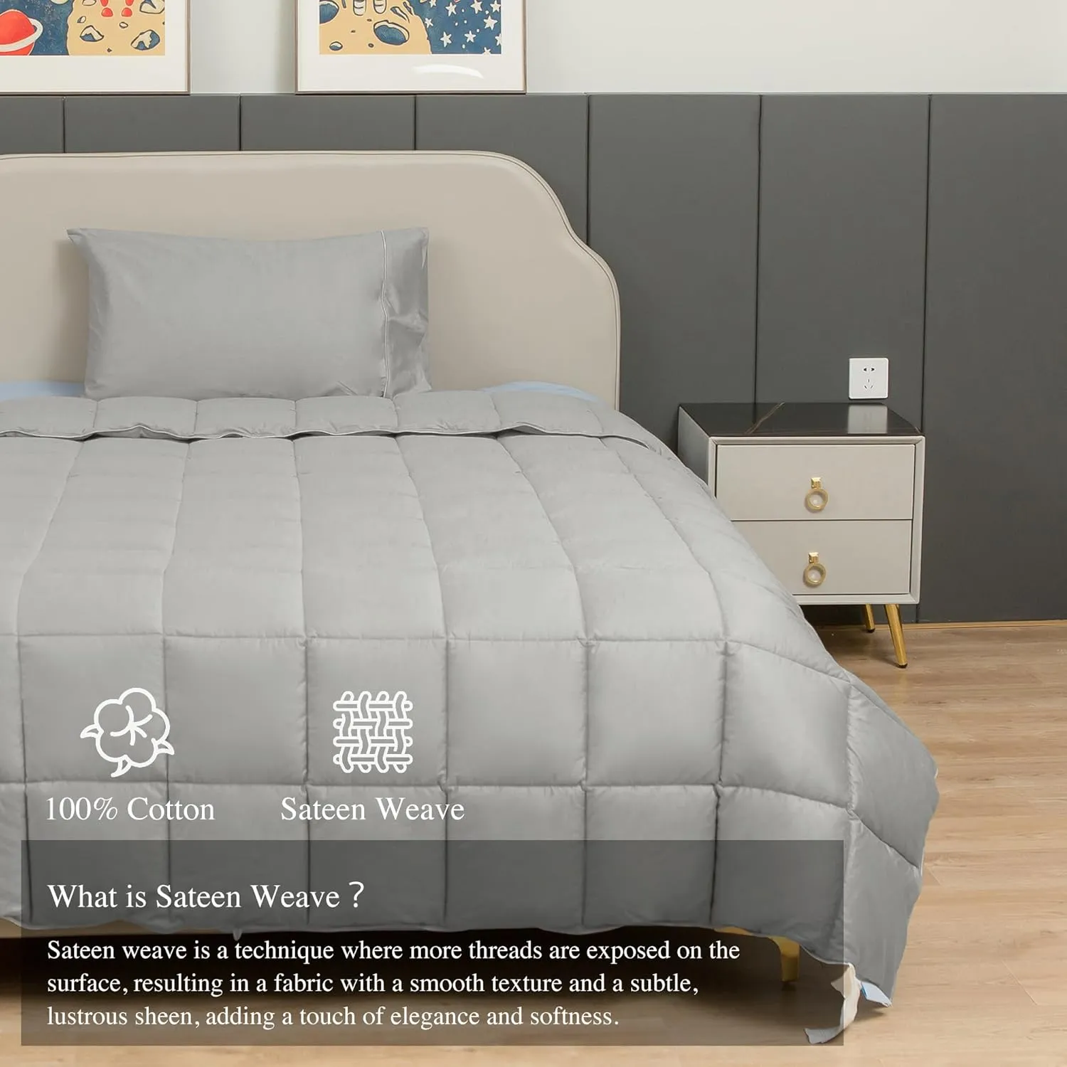 sunflower Twin Comforter Silver Gray Lightweight Down Alternative Filling Cotton Shell Bedding Twin XL Comforter Blanket for Dorm Hot Sleepers with Corner Tabs Soft Breathable Machine Washable