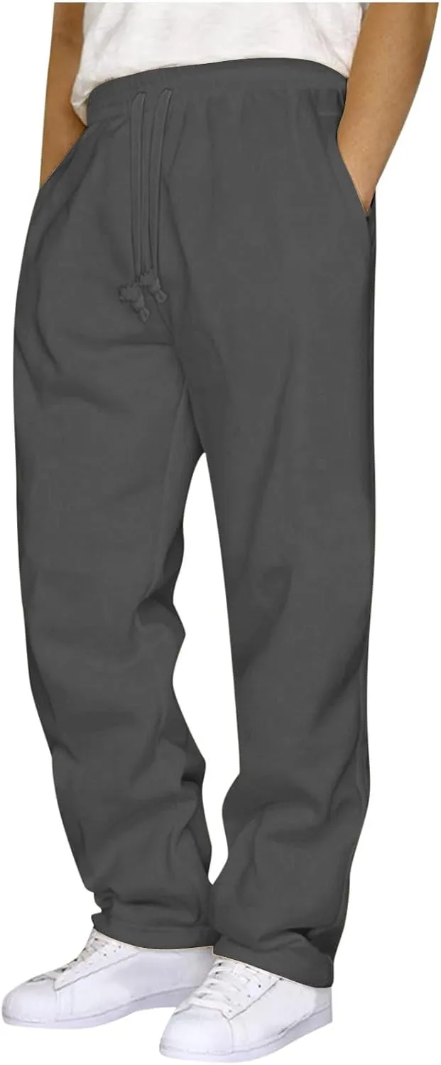 Sweatpants for Men Elastic Waist Relaxed Sweat Pants Baggy Trousers Athletic Breathable Sweatpants with Pockets