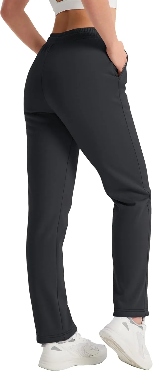 TACVASEN Women's Sherpa Lined Sweatpants Winter Warm Fleece Pants Water-Resistant Thermal Outdoor Snow Pockets Joggers