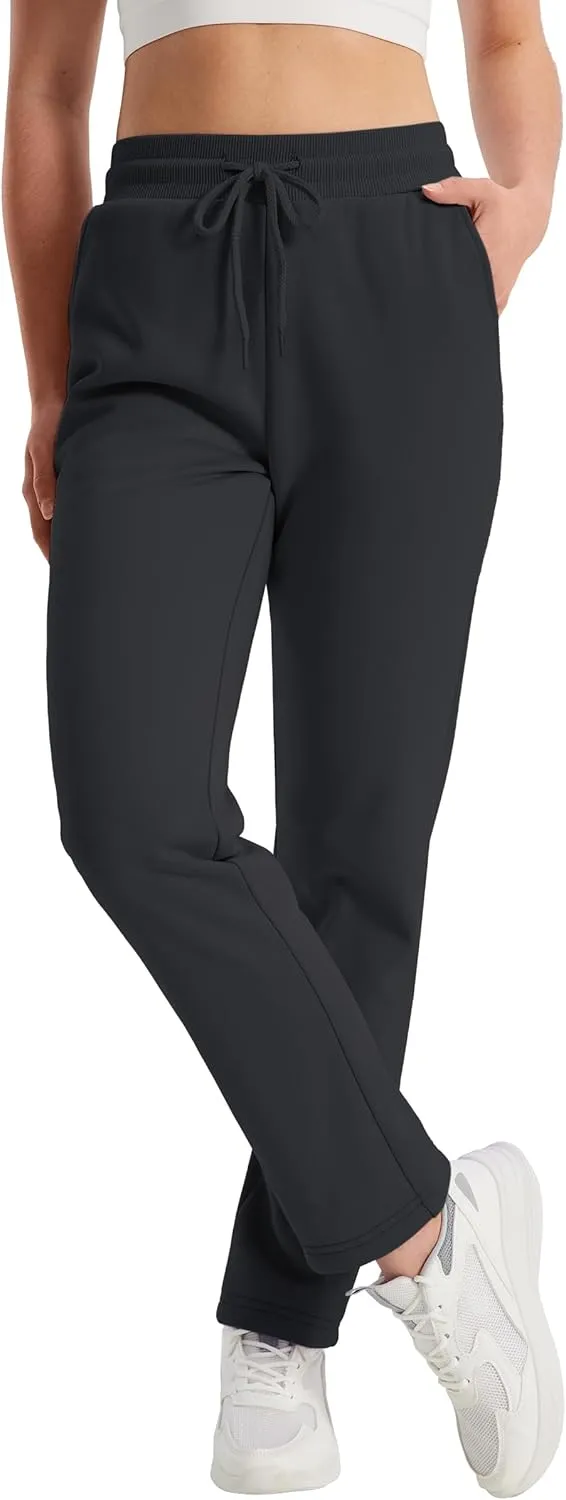 TACVASEN Women's Sherpa Lined Sweatpants Winter Warm Fleece Pants Water-Resistant Thermal Outdoor Snow Pockets Joggers