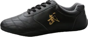 Tai Chi Kung Fu Shoes, Leather Martial Art Shoes Chinese Wushu Shaolin Trainer Wing Chun Sneakers for Men Women