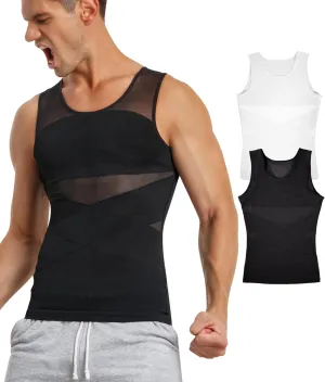 TAILONG Men's Compression Shirt for Body Shaper Slimming Vest Tight Tummy Underwear Tank Top