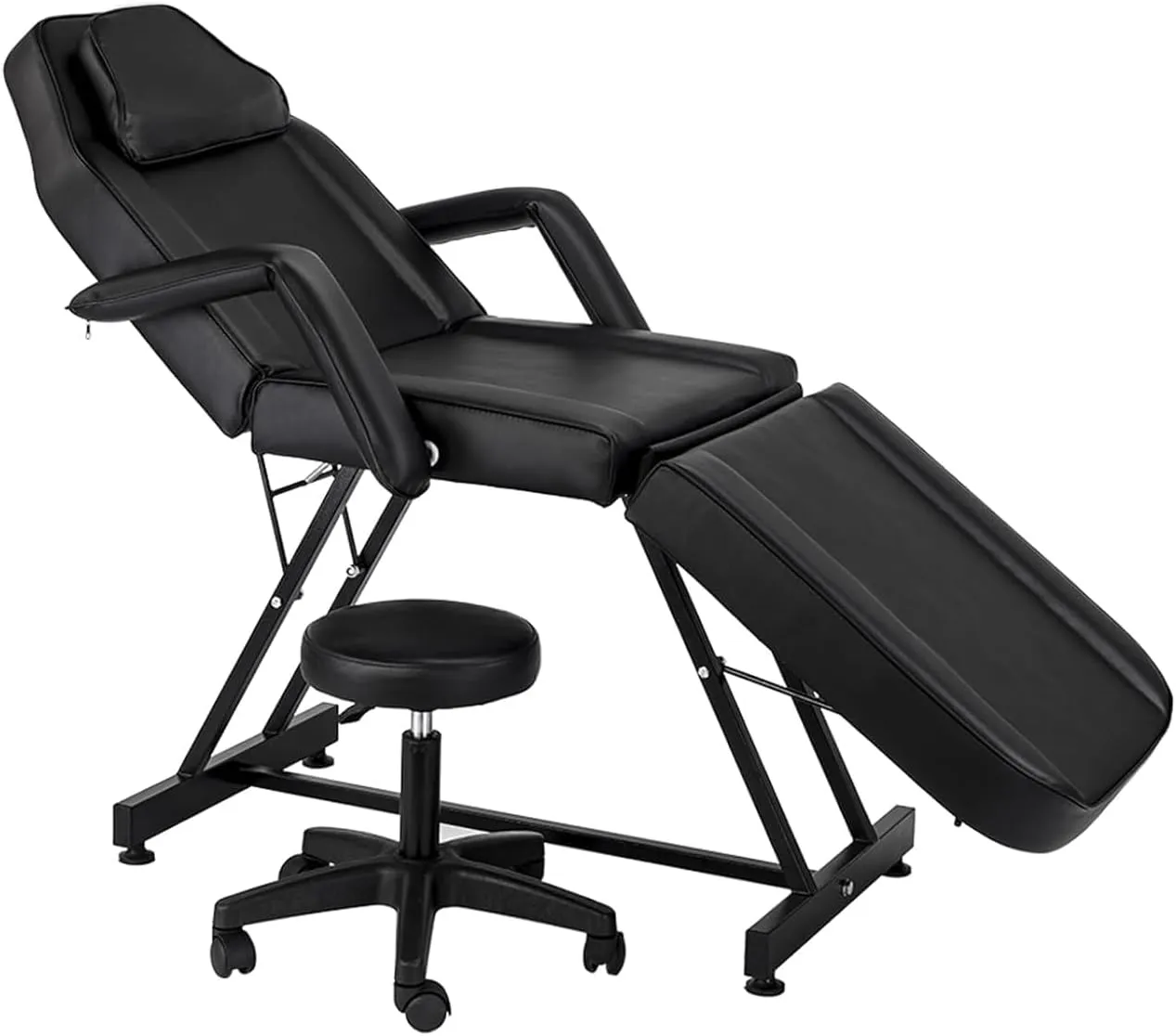 Tattoo Chair with Stool Message Bed Spa Salon Table Facial Chair for Client Esthetician Max Weight Capacity 330lbs Black