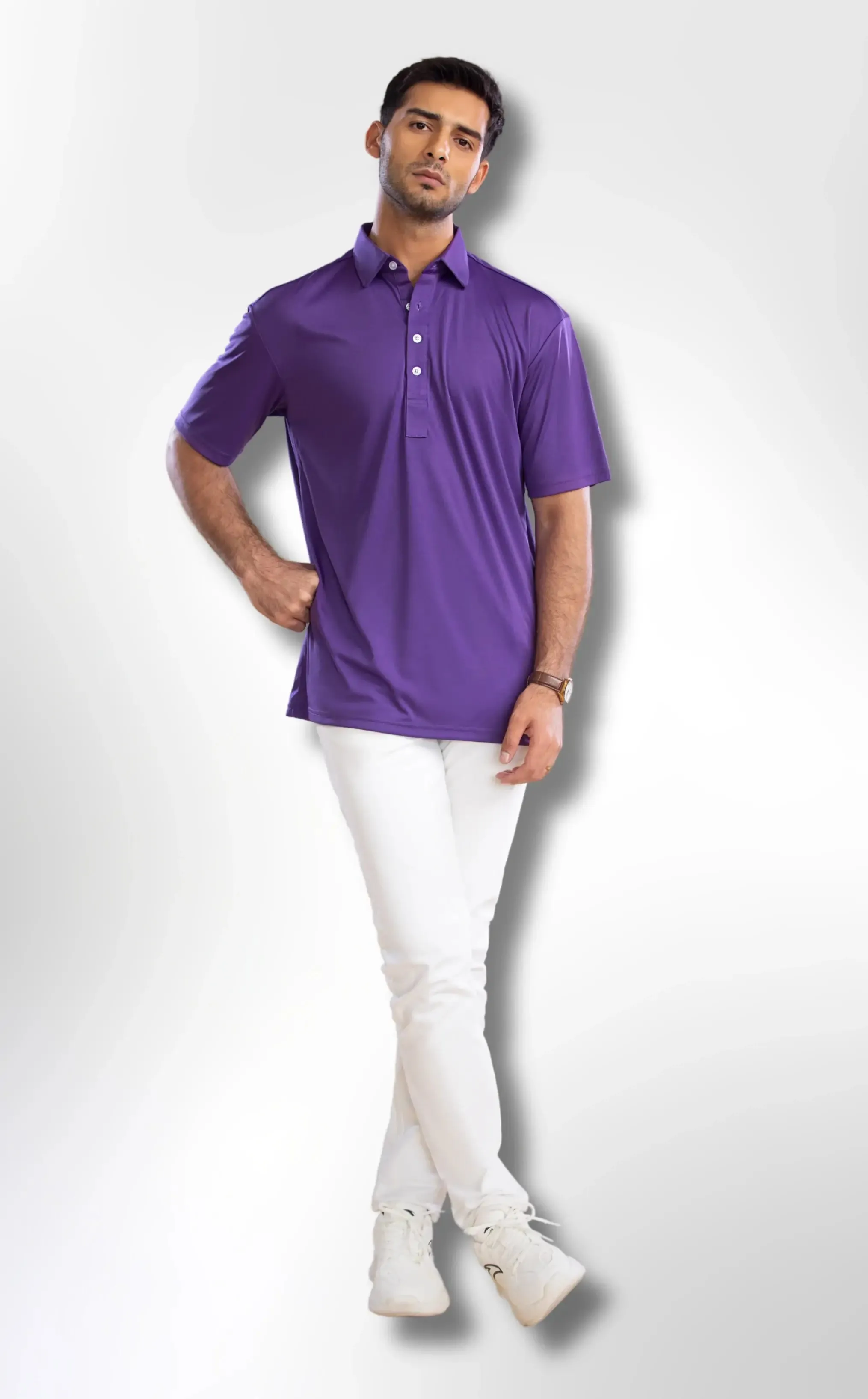 The Dressy Polo Oxford Spread Collar Indigo Purple
