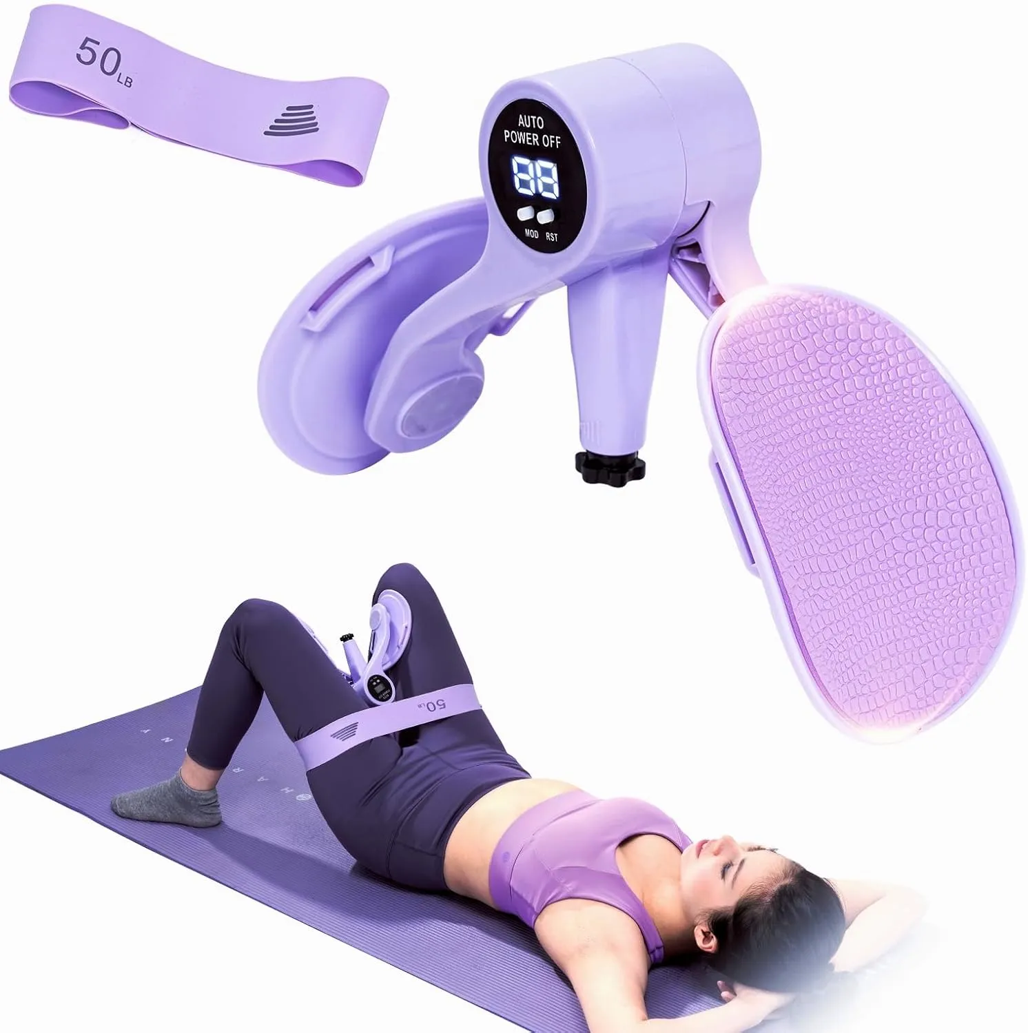 Thigh Master [2025 Upgraded], 12-80LB Thigh Master Thigh Exerciser, LED Pelvic Floor Exercise Devices, 360° Inner Thigh Exerciser, Thigh Hip Trainer Kegel Excerciser with 50LB Resistance Band