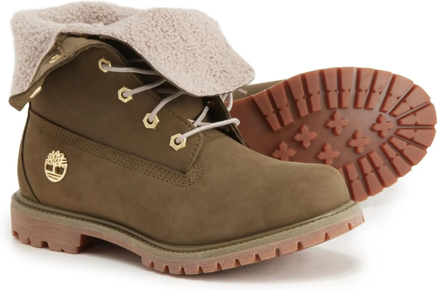 Timberland Women's Teddy Fleece Fold Down WP Ankle Boot