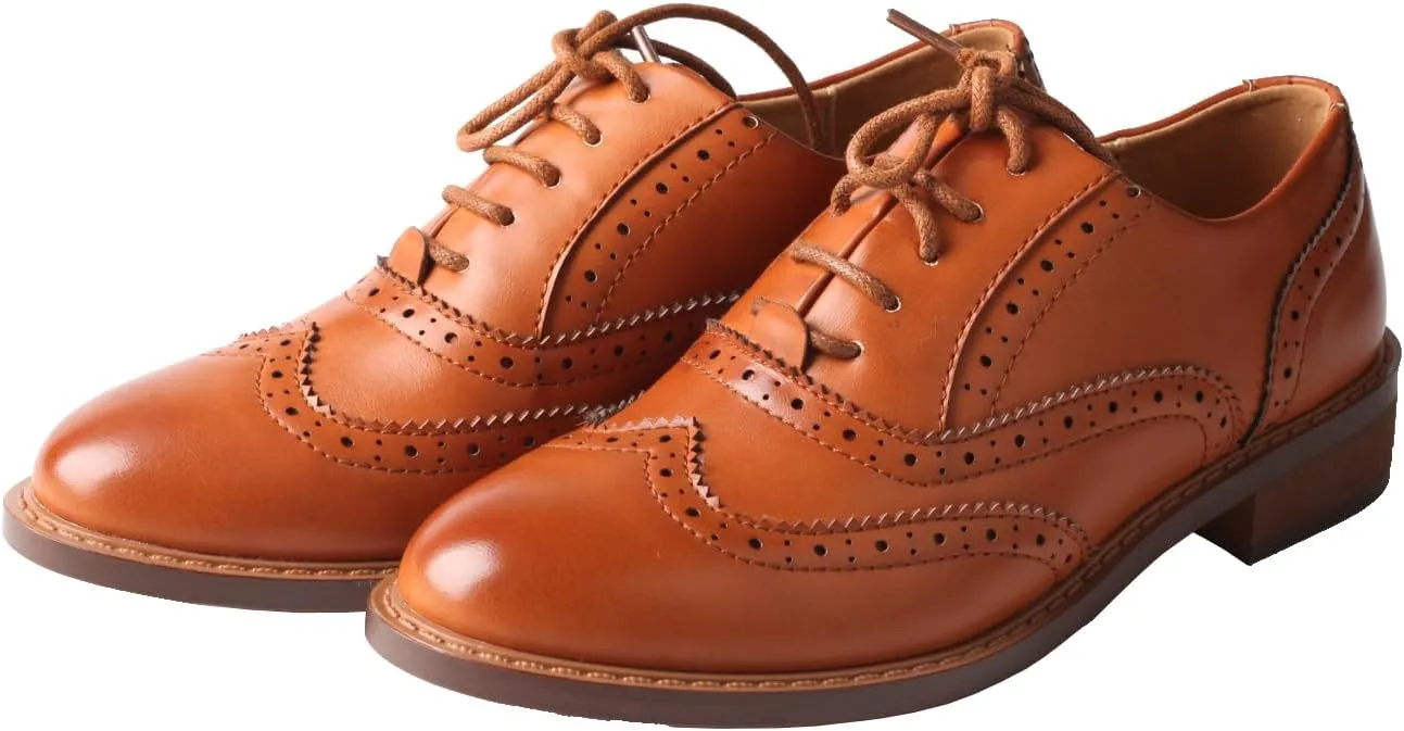 TMA EYES Baroque Retro Carved British Style Lace-up Oxford Women's Casual Leather Shoes