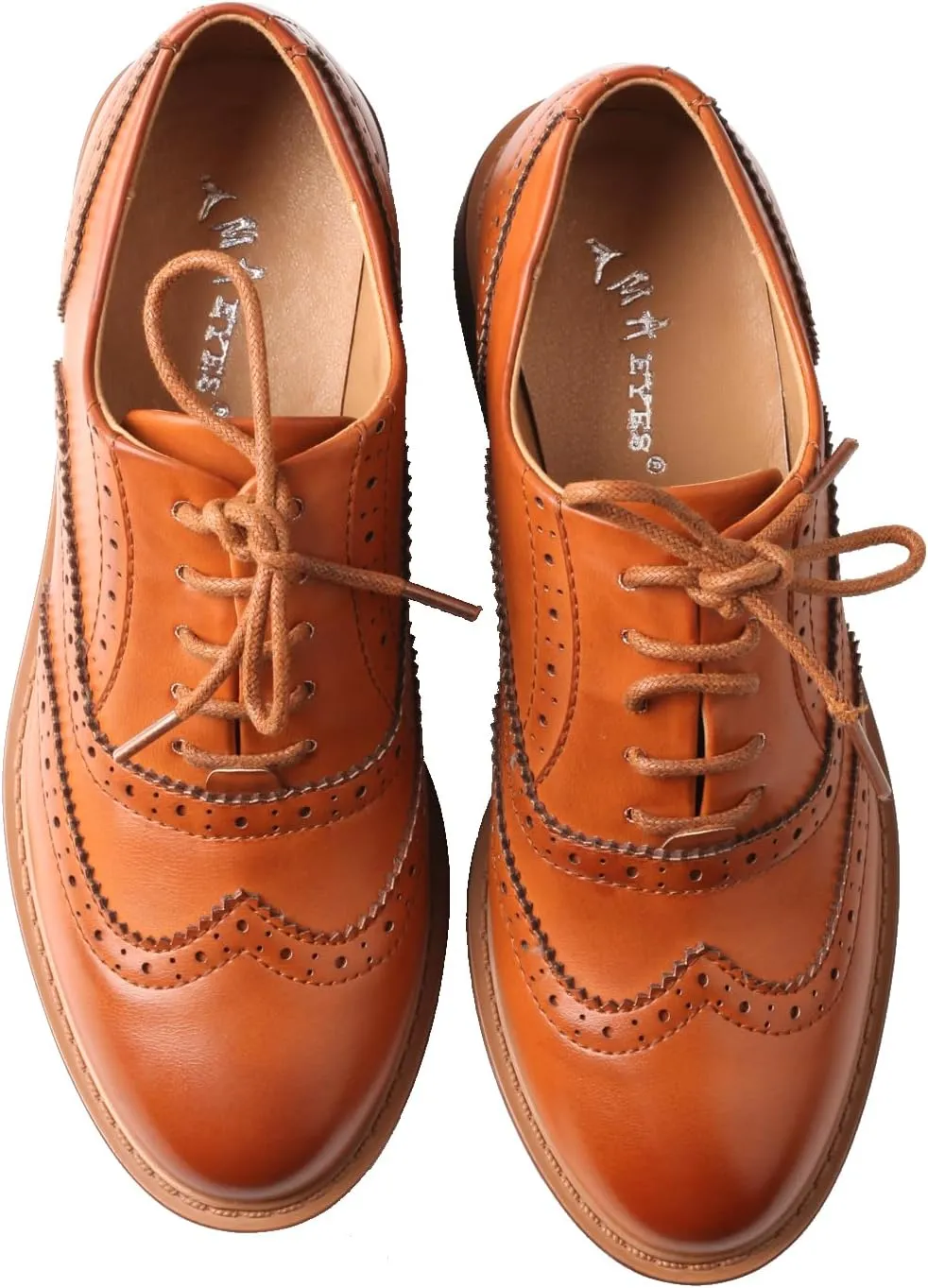 TMA EYES Baroque Retro Carved British Style Lace-up Oxford Women's Casual Leather Shoes