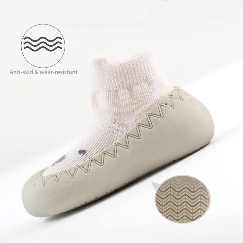 Toddler 2 Pairs Anti-Skid Socks Shoes Baby Boys Girls Rubber Sole Indoor First Walking Slippers