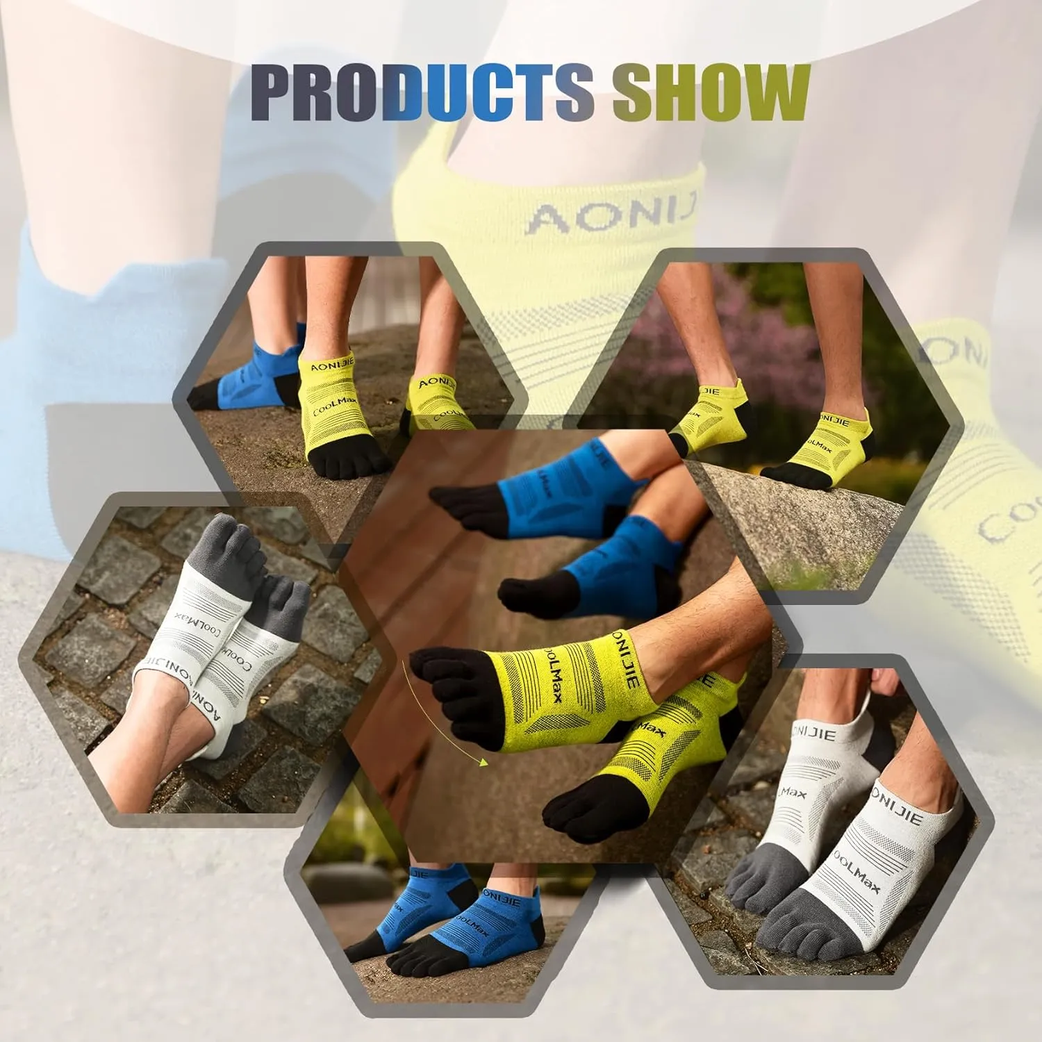 Toe Socks Cool-max Running Socks for Men Women 3 Pairs Athletic Breathable Five Finger Socks