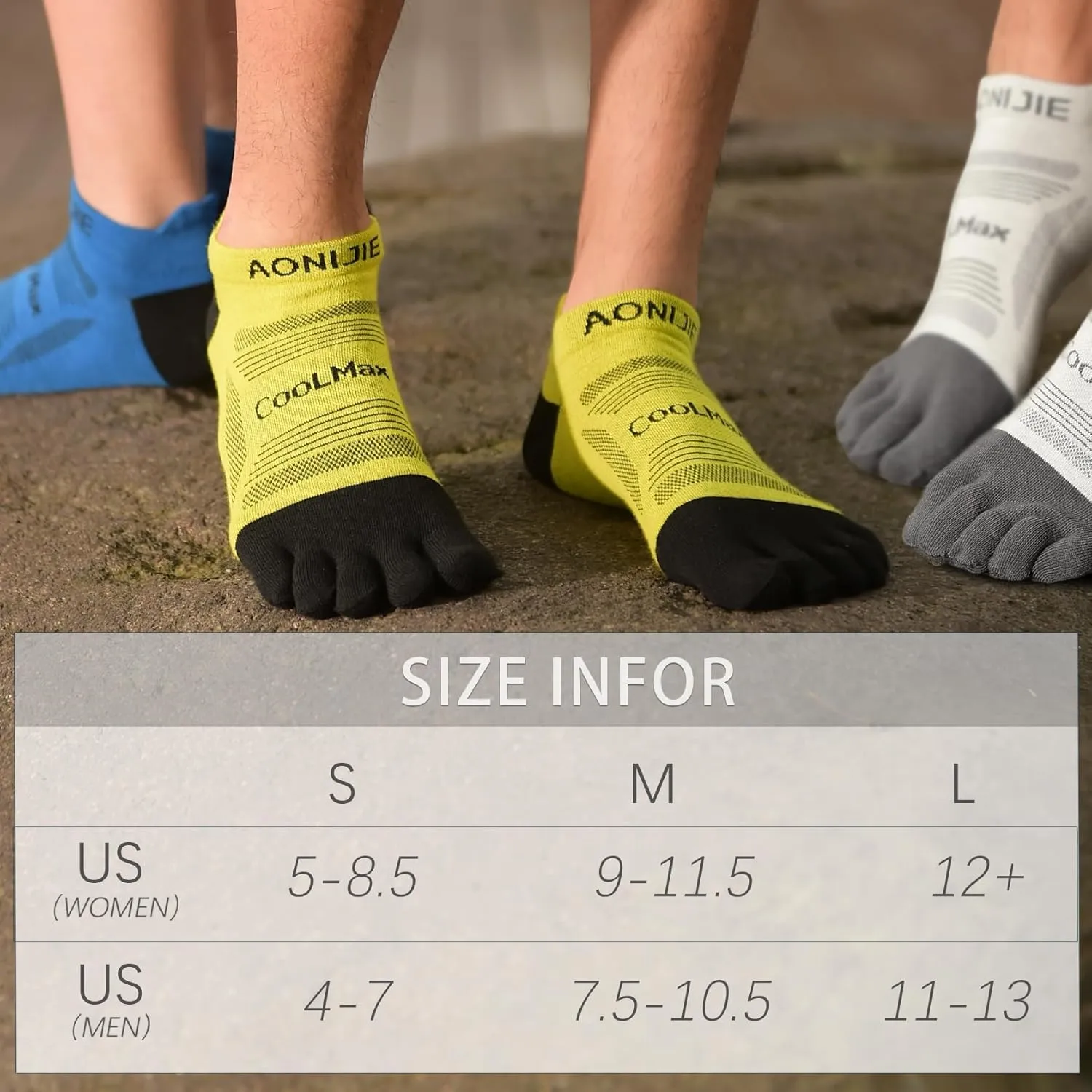 Toe Socks Cool-max Running Socks for Men Women 3 Pairs Athletic Breathable Five Finger Socks
