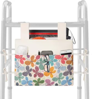 TOGETRUE Walker Bag, Handy Walker Basket with Water Cup Holder, Walker Accessories Storage Bag for Folding Walker, Wheelchairs, Strollers, 15"x11.5" (Butterfly)
